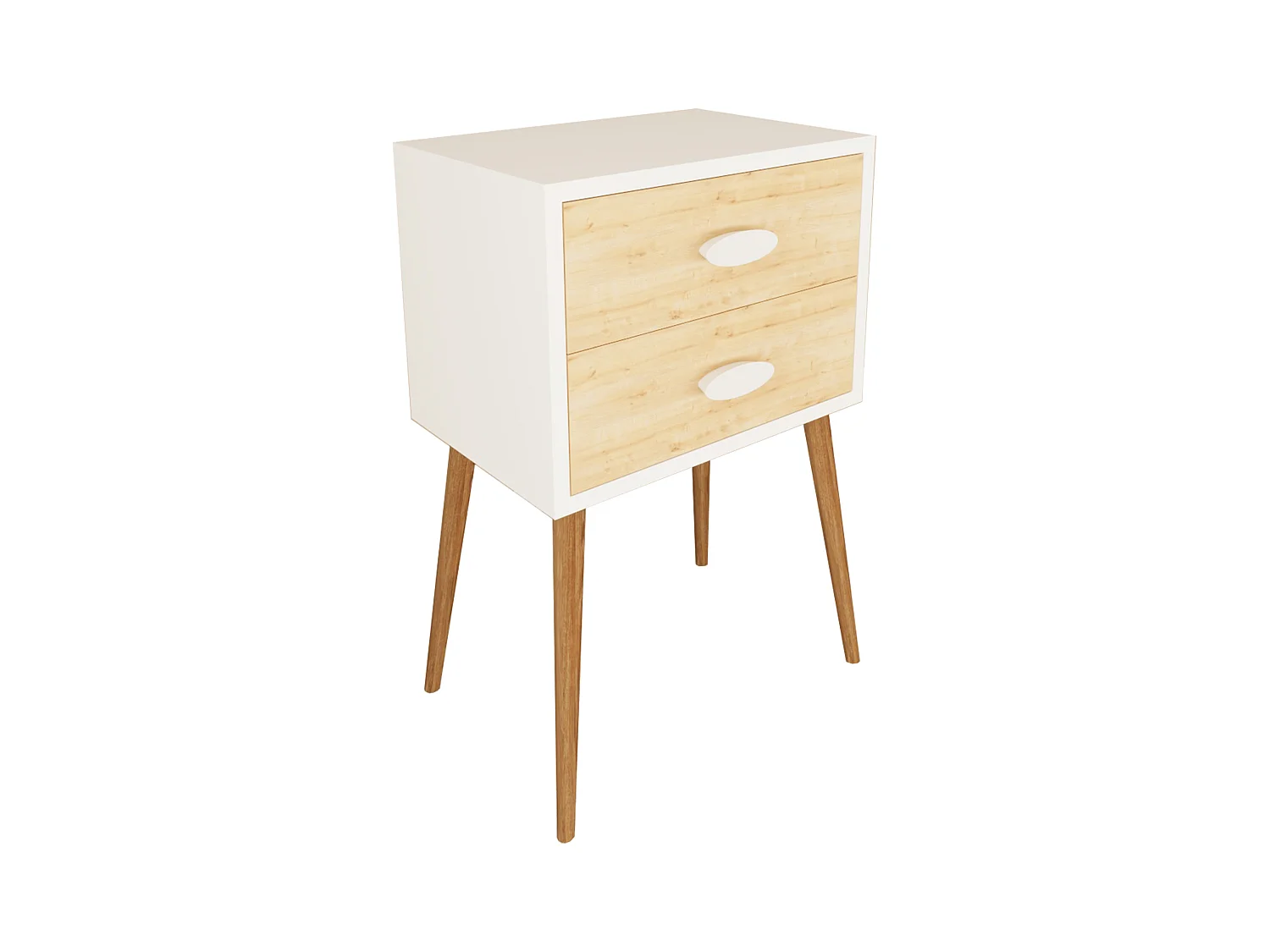 VCM Table de nuit Table d'appoint Tiroir Console Boxspring Table de nuit Singol XXL (blanc / chêne miel)