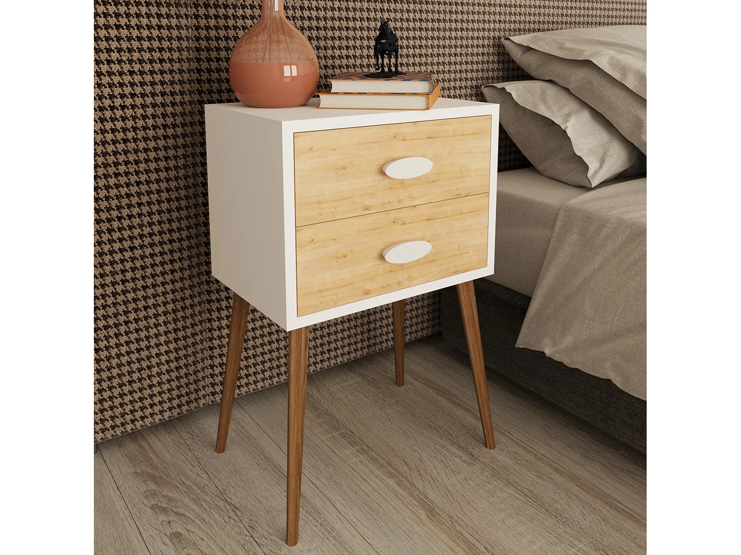 Houten bijzettafeltje nachtkastje Singol XXL