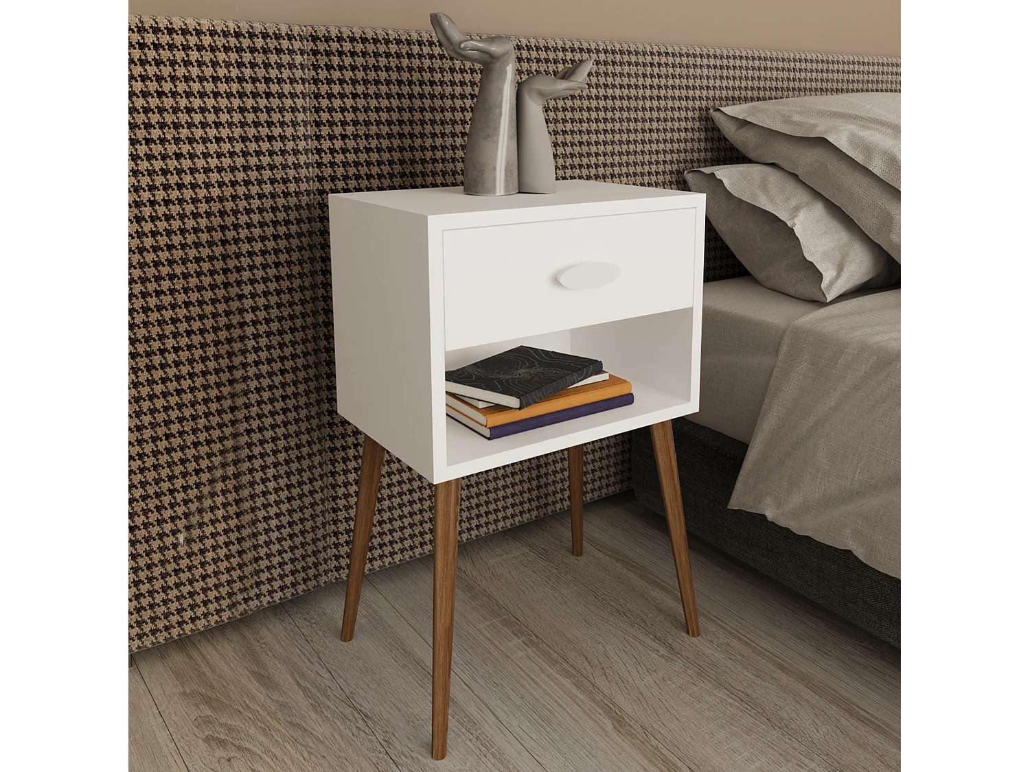 bedside table Singol White H. 70 x W. 45 x D. 30 cm