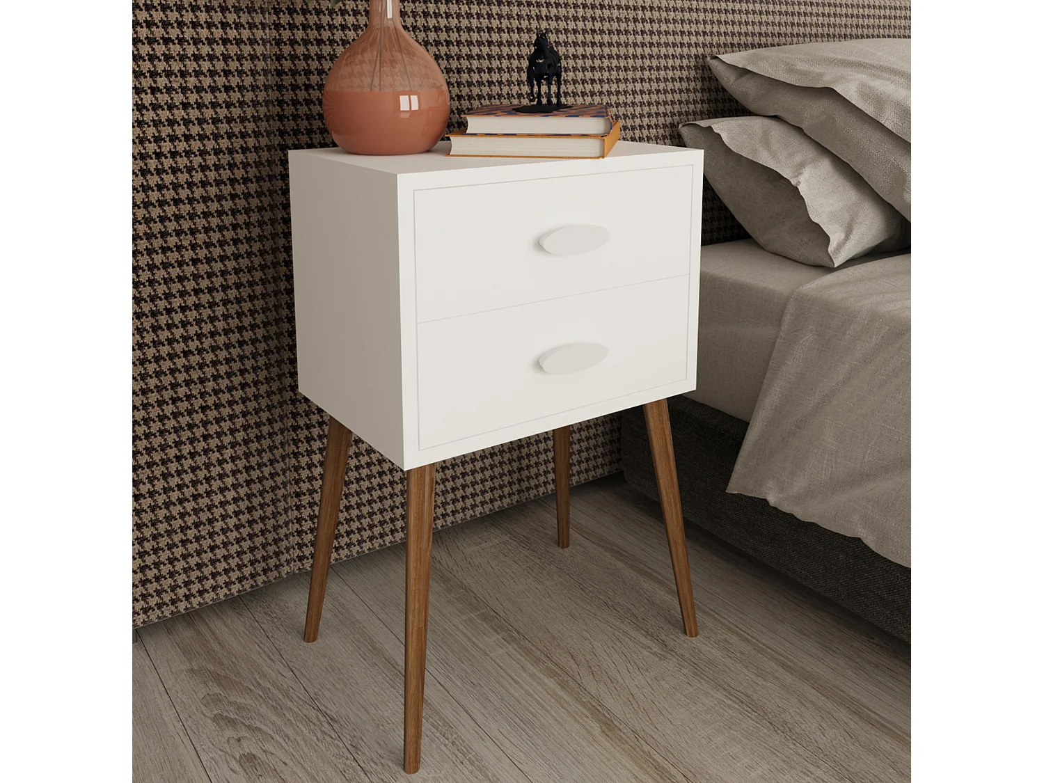 bedside table Singol White H. 70 x W. 45 x D. 30 cm