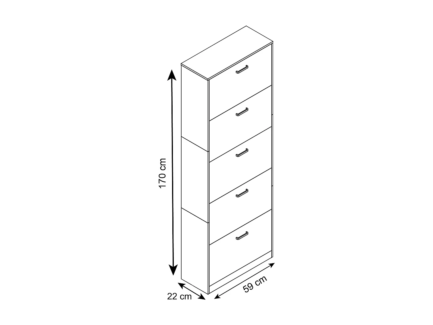Shoe cabinet Sipos White H. 170 x W. 59 x D. 22 cm
