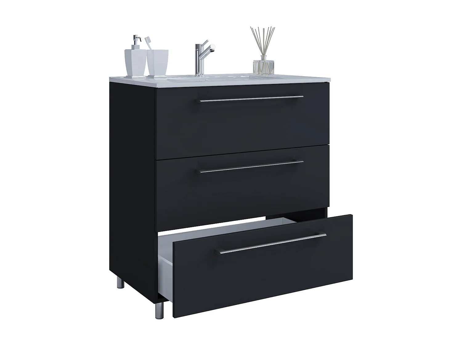 2-tlg. Waschplatz Waschtisch Badinos 3 Schublade