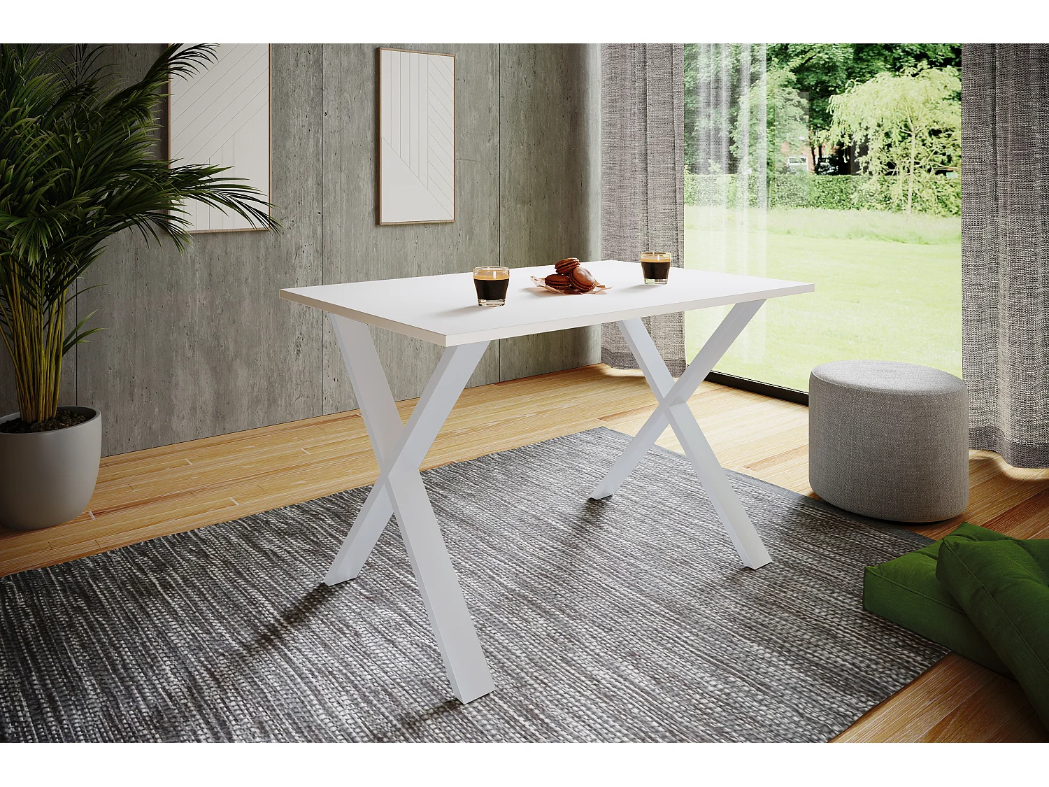 Dining table Xona White / Sonoma oak H. 76 x W. 110 x D. 80 cm