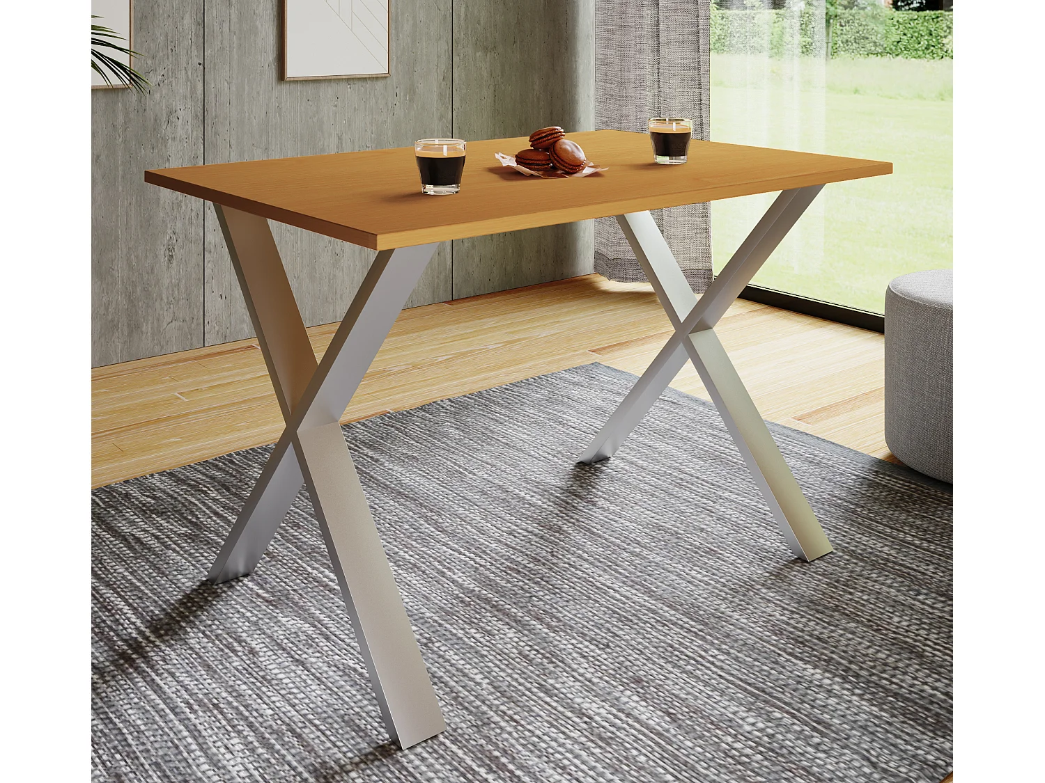 Tavolo da pranzo in legno Premium Xona X argento