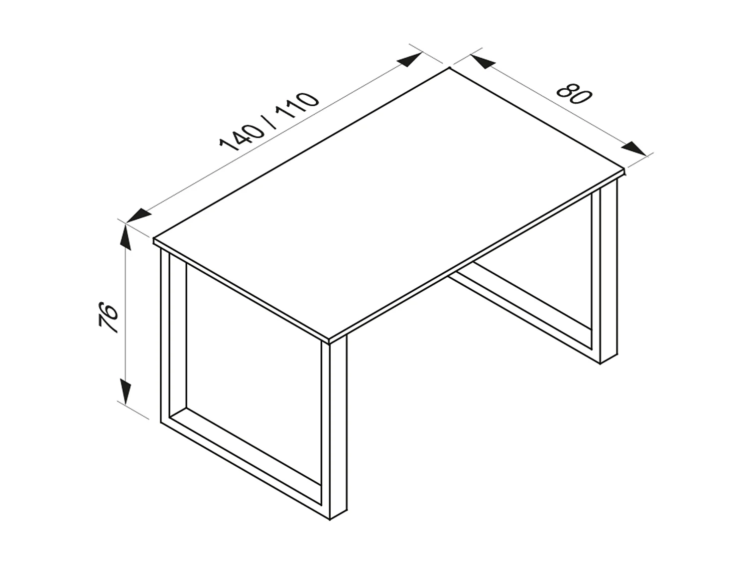VCM Mesa de madeira | A. 76 x L. 110 x P. 80 cm | Quadro de pé sólido e de alta qualidade | Pés de ferro | Mesa de cozinha - Xona U (Branco / Faia)