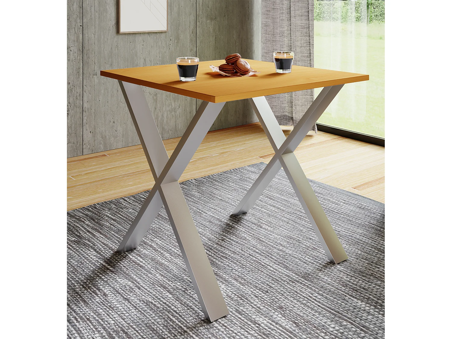 Dining table Xona Silver / Beech H. 76 x W. 80 x D. 50 cm