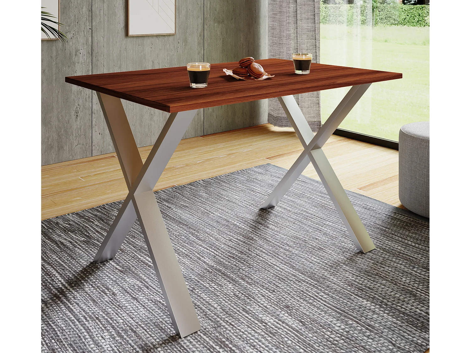 Tavolo da pranzo in legno Premium Xona X argento