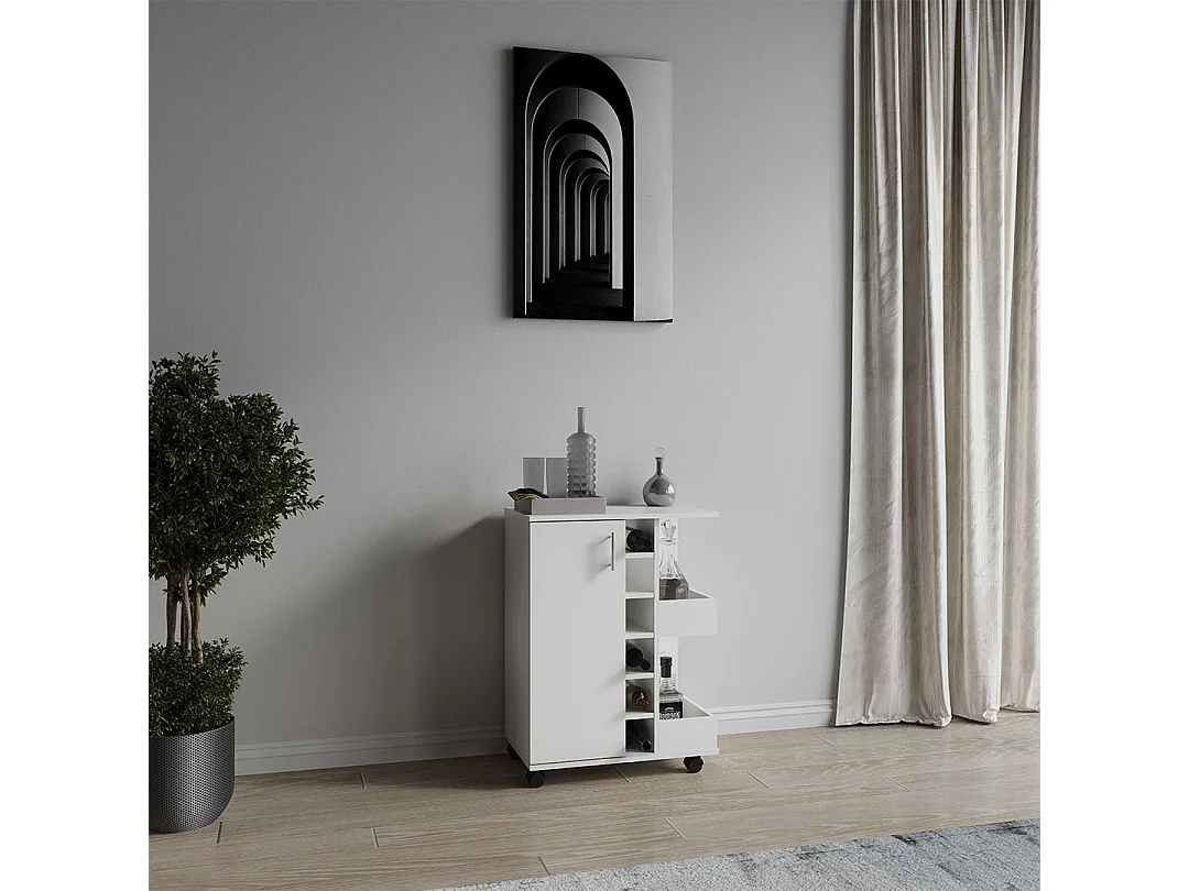 Kitchen furniture serving trolley Esilo White H. 85 x W. 63 x D. 40 cm