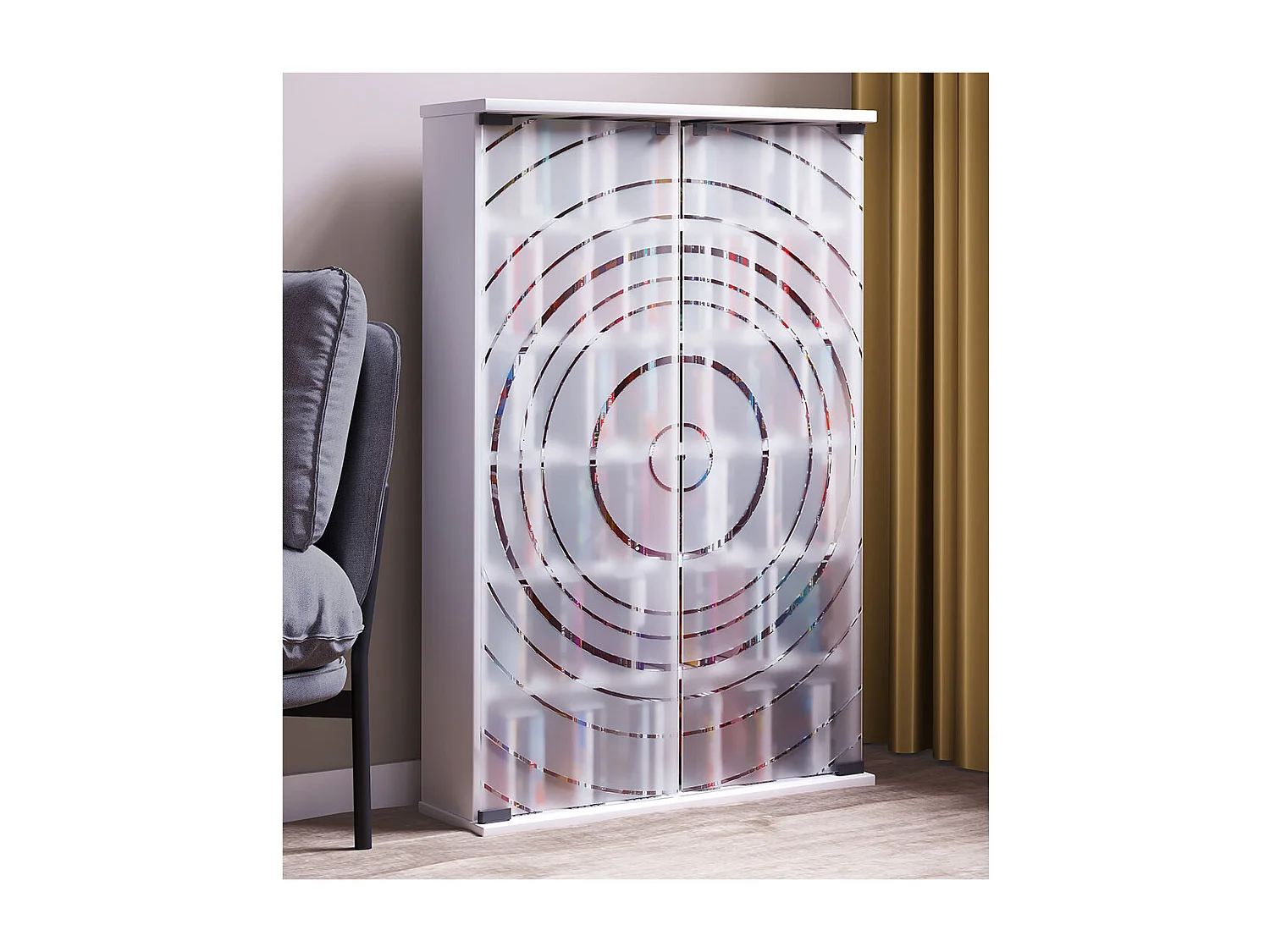 CD / DVD Media Shelf Tilano White H. 92 x W. 60 x D. 18 cm