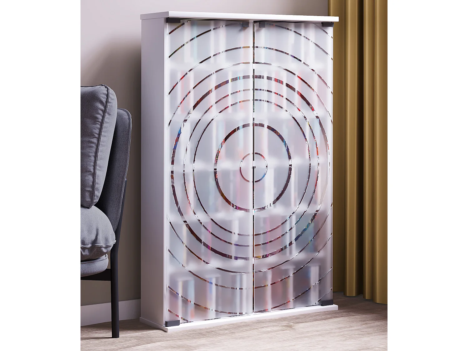 CD / DVD Media Shelf Tilano White H. 92 x W. 60 x D. 18 cm