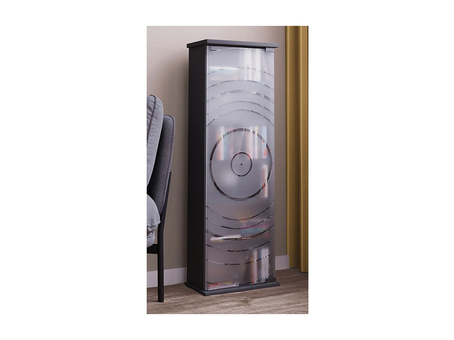 CD / DVD Media Shelf Tilano Anthracite H. 92 x W. 31 x D. 18 cm