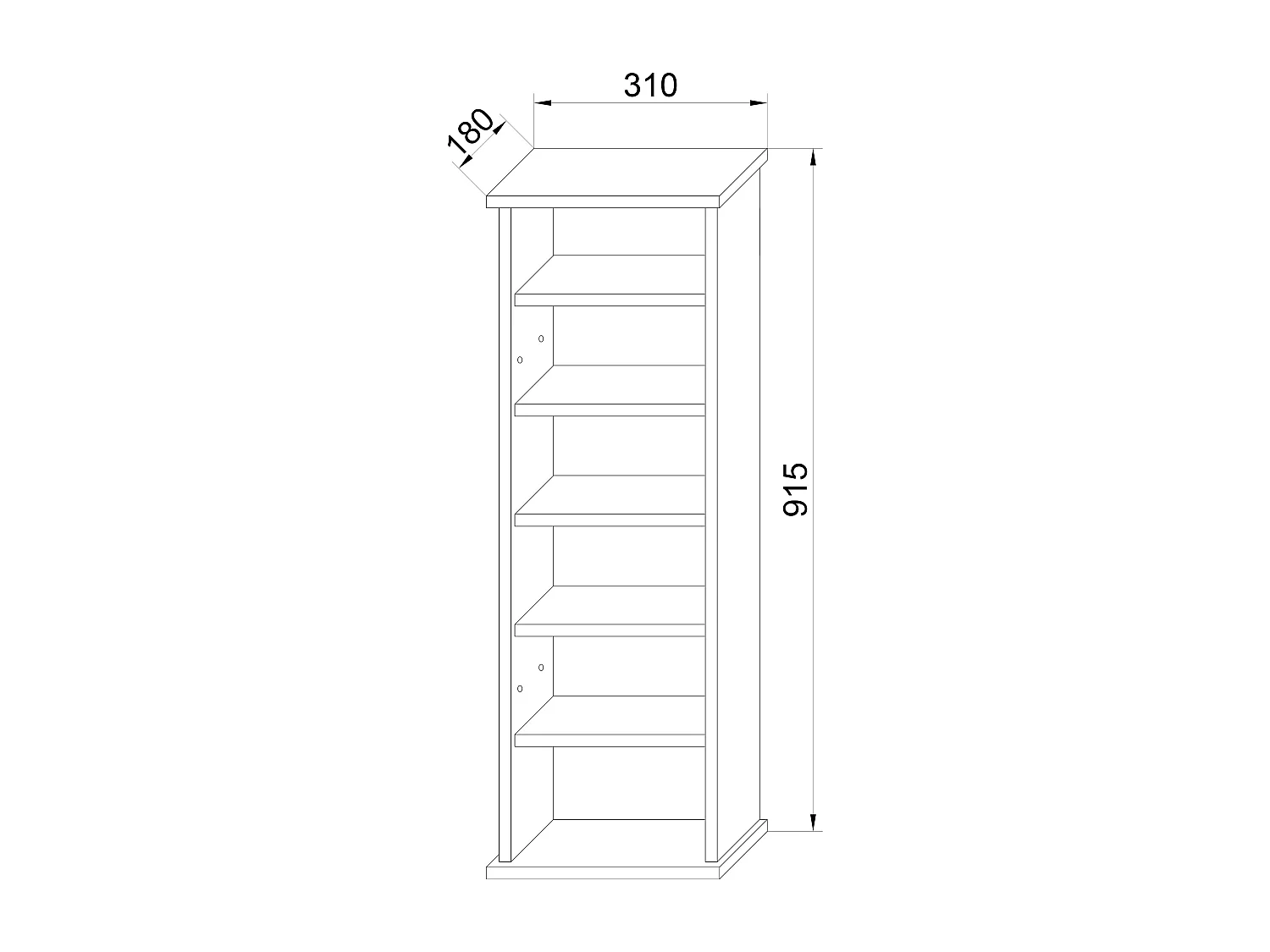 CD / DVD Media Shelf Tilano Anthracite H. 92 x W. 31 x D. 18 cm