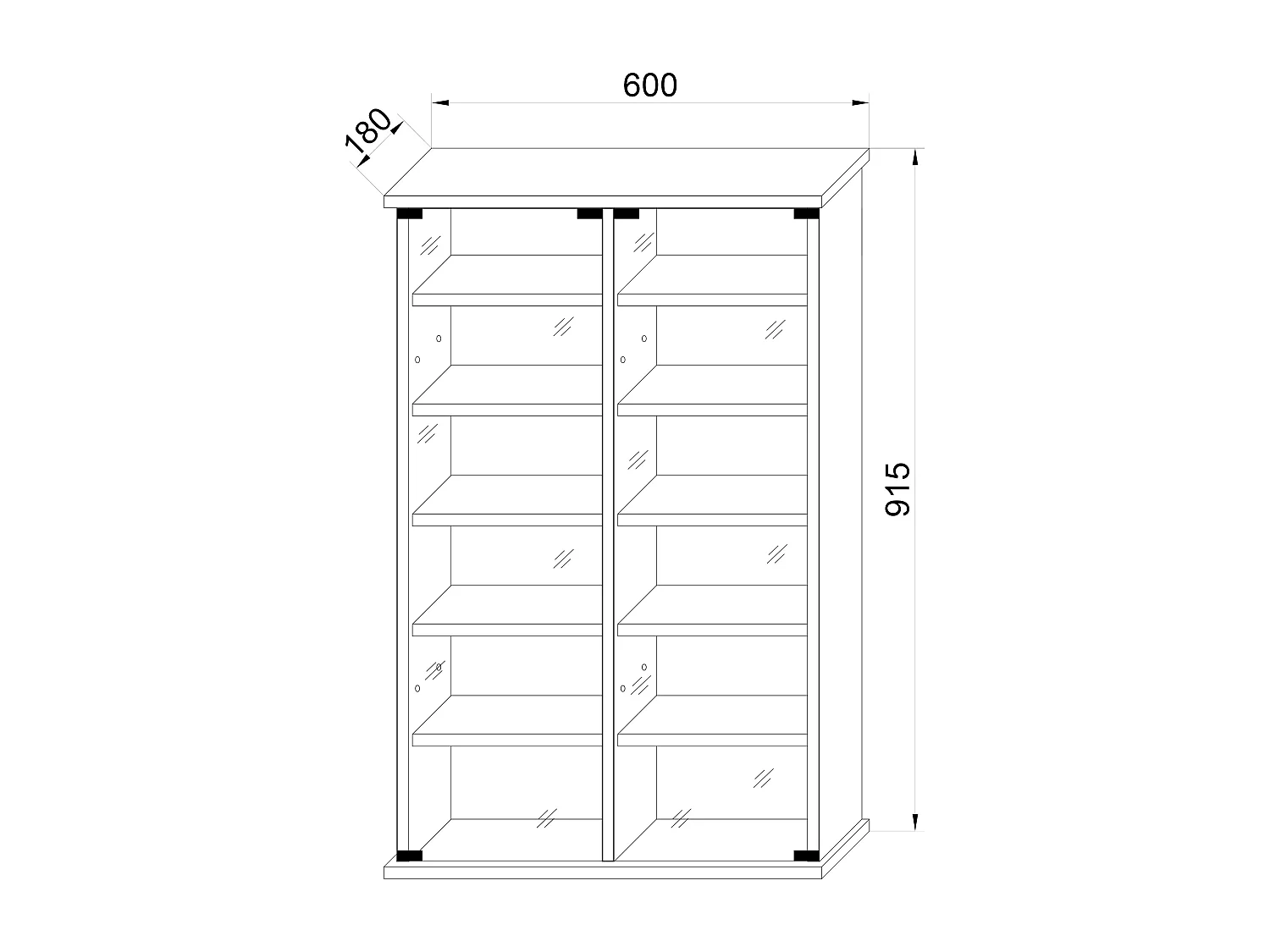 CD / DVD Media Shelf Tilano Honey oak H. 92 x W. 60 x D. 18 cm
