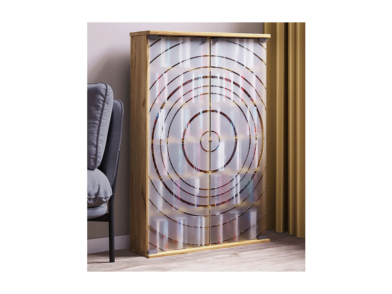 CD / DVD Media Shelf Tilano Honey oak H. 92 x W. 60 x D. 18 cm