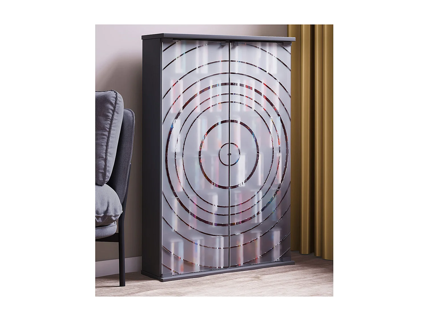 CD / DVD Media Shelf Tilano Anthracite H. 92 x W. 60 x D. 18 cm