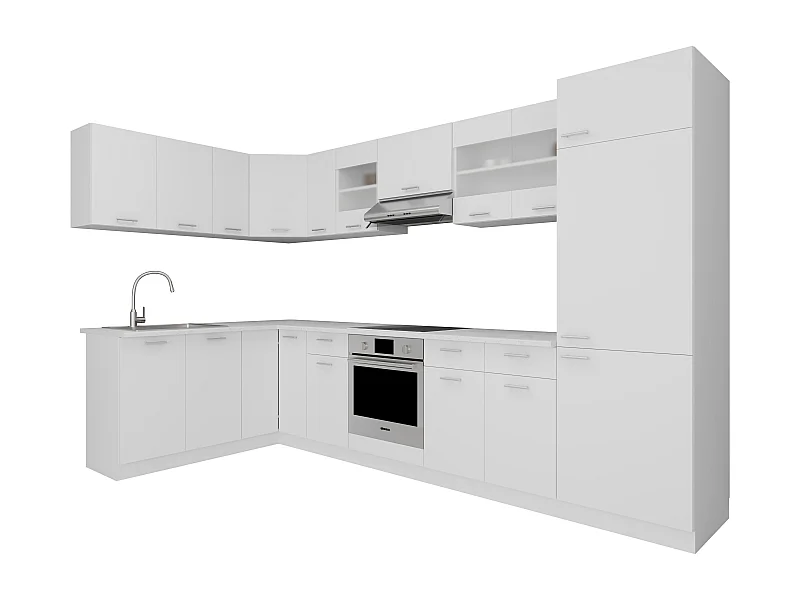 VCM 13-tlg cozinha de canto | cozinha angular | dimensões aprox. A. 207 x L. 505 x. P. 60 cm | Kitchenette | Cozinha | Cozinha completa - Esilo (Branco)