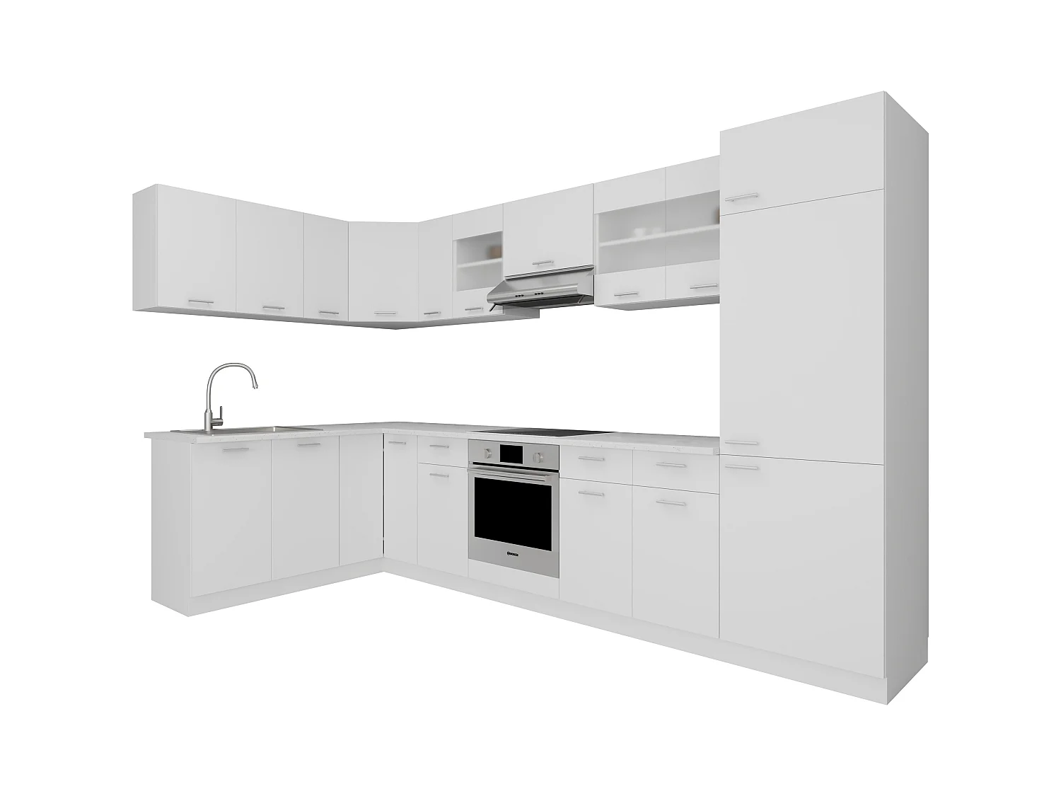 VCM 13-tlg cozinha de canto | cozinha angular | dimensões aprox. A. 207 x L. 505 x. P. 60 cm | Kitchenette | Cozinha | Cozinha completa - Esilo (Branco)