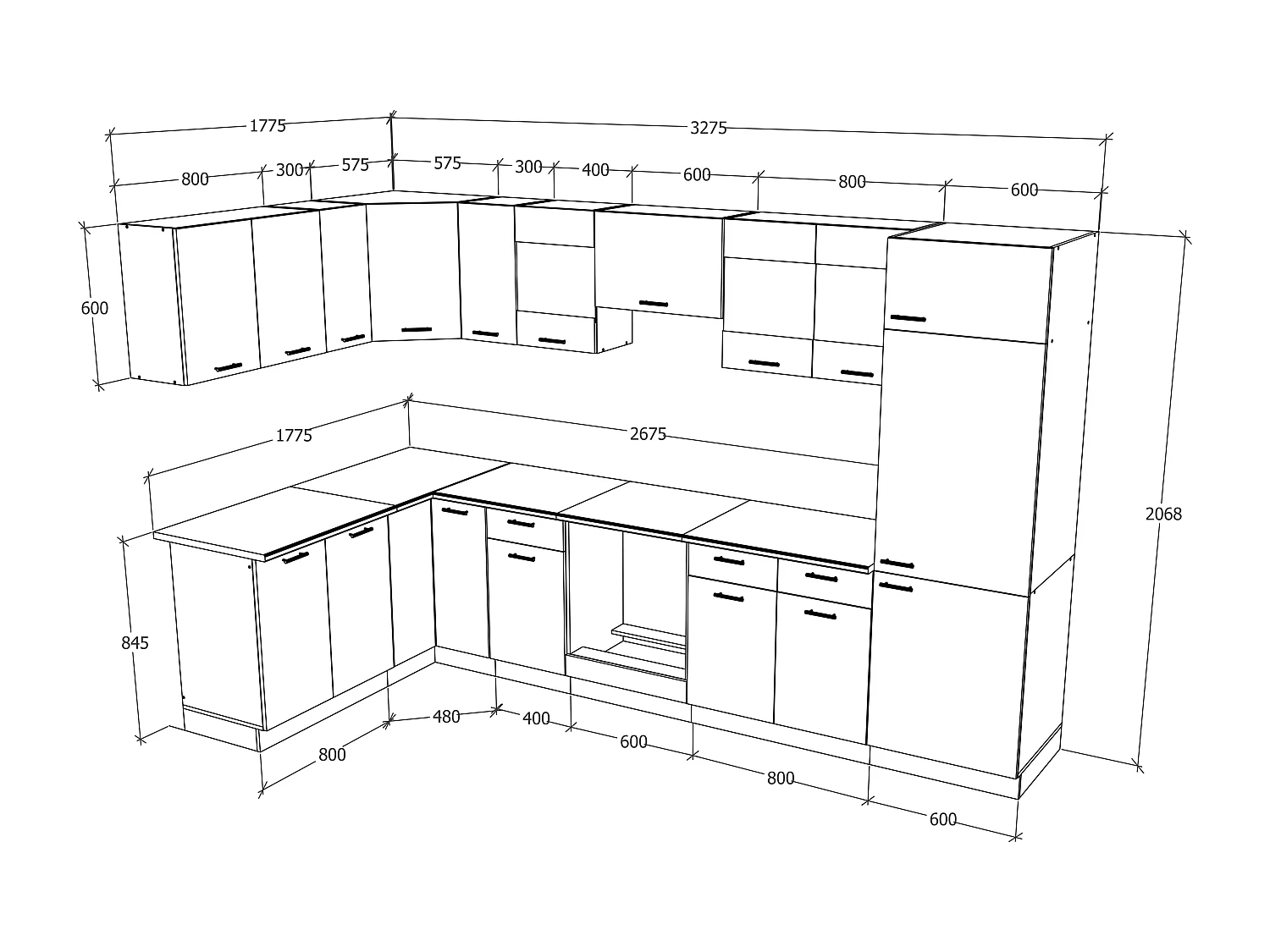 Kitchenette Esilo H. 207 x L. 505 x J. 60 cm Wit