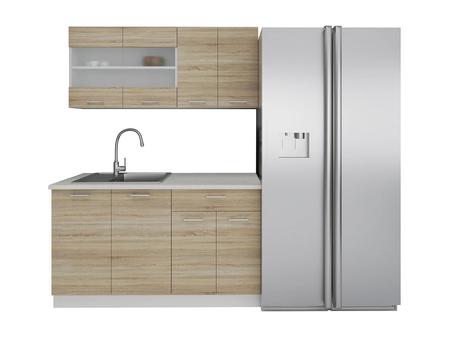 Kitchenette Esilo H. 145 x L. 140 x. P. 60 cm Wit / Sonoma eik