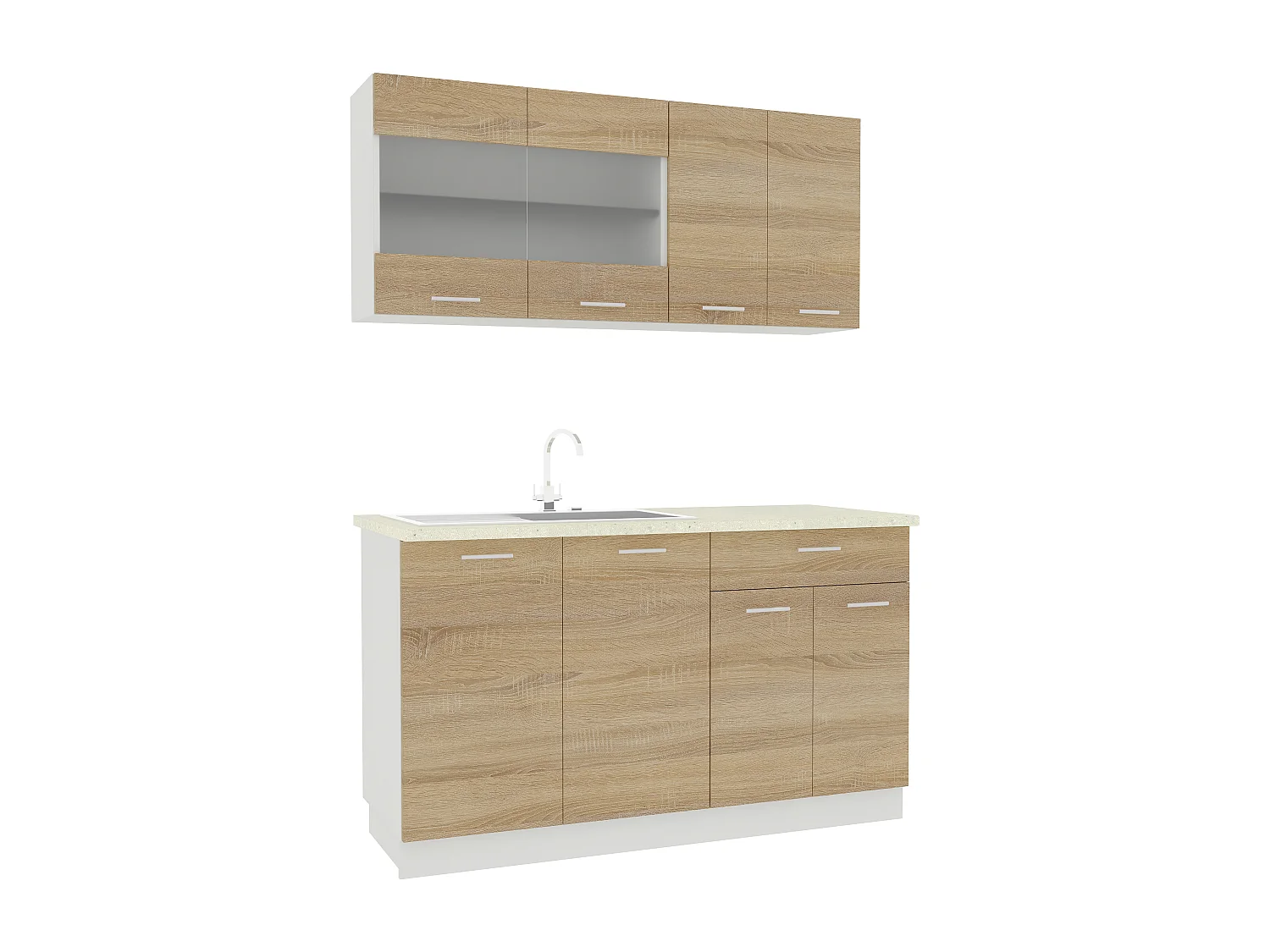 Kitchenette Esilo H. 145 x L. 140 x. P. 60 cm Wit / Sonoma eik