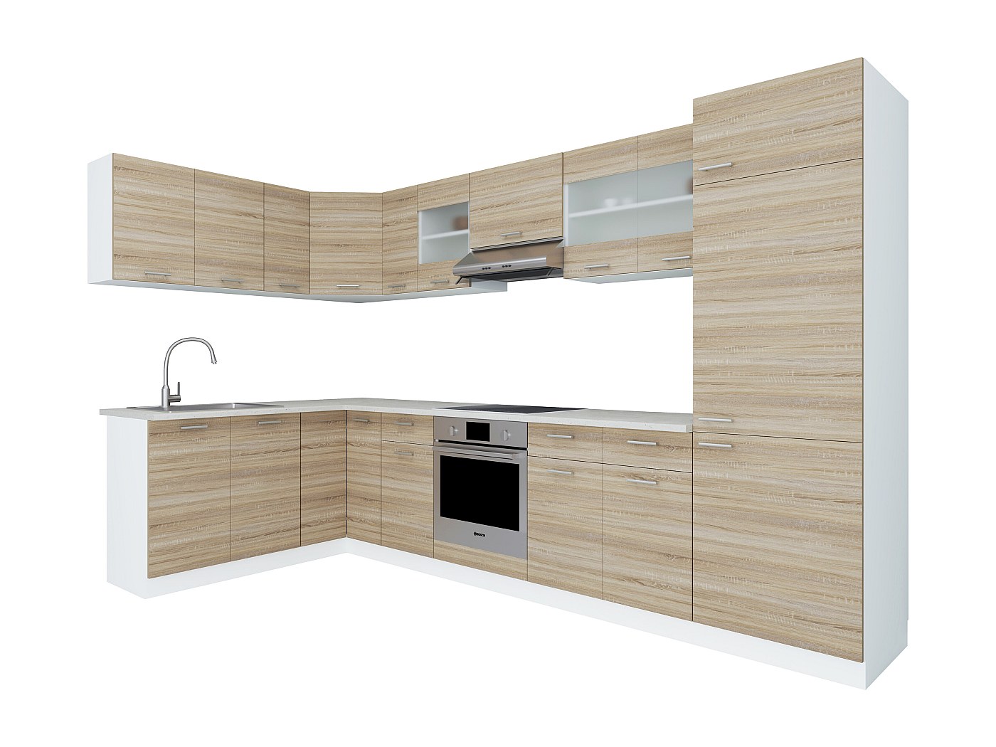 Acheter bloc cuisine R-Line 180cm chêne/blanc/brillant