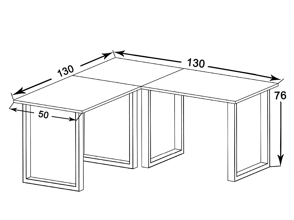 Scrivania angolare Lona 50 U alluminio bianco