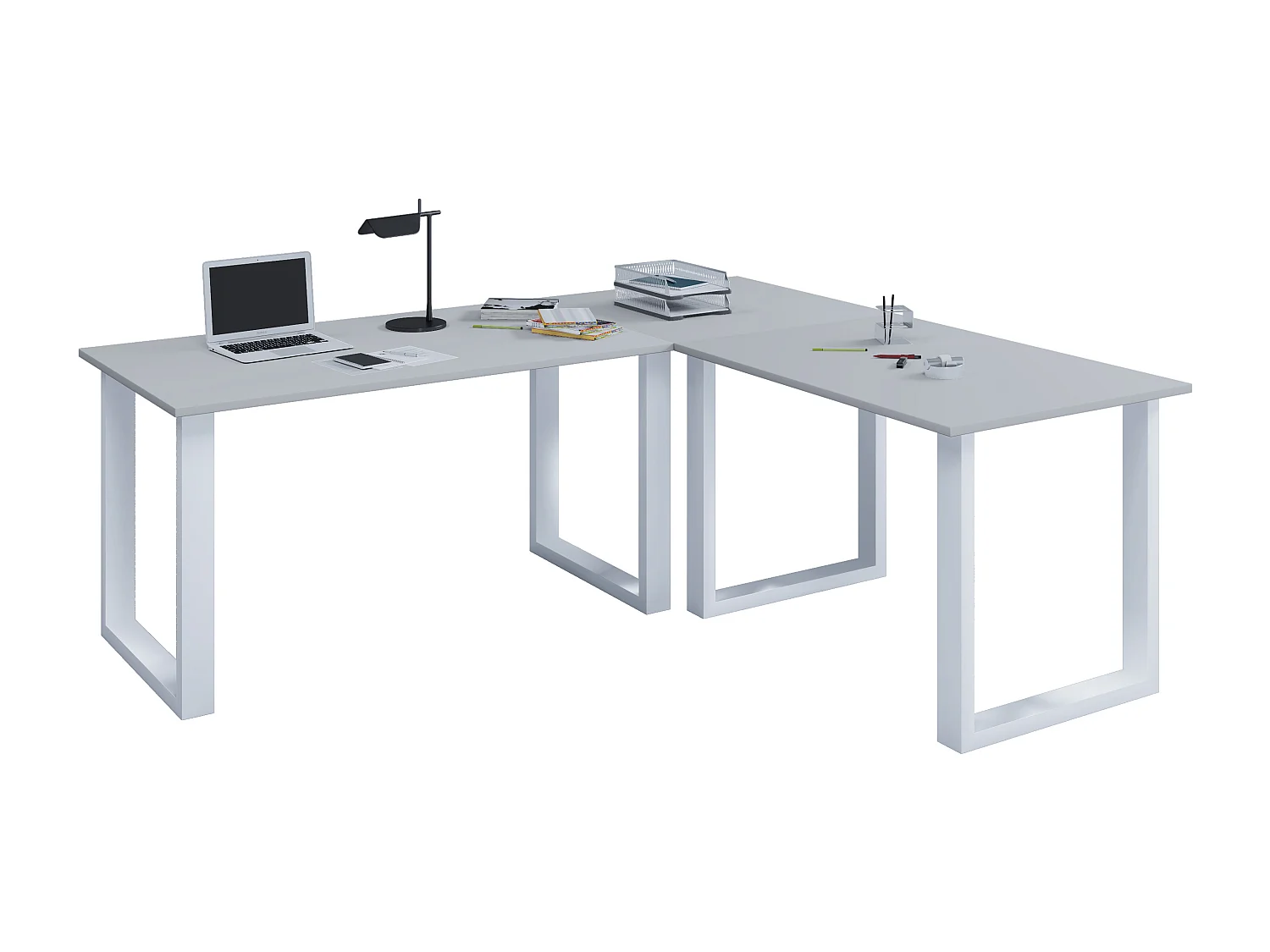 Scrivania angolare Lona 50 U alluminio bianco
