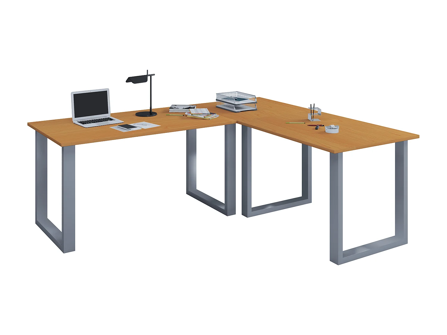 Desk Lona Silver / Beech H. 76 x W. 190 x D. 130 cm