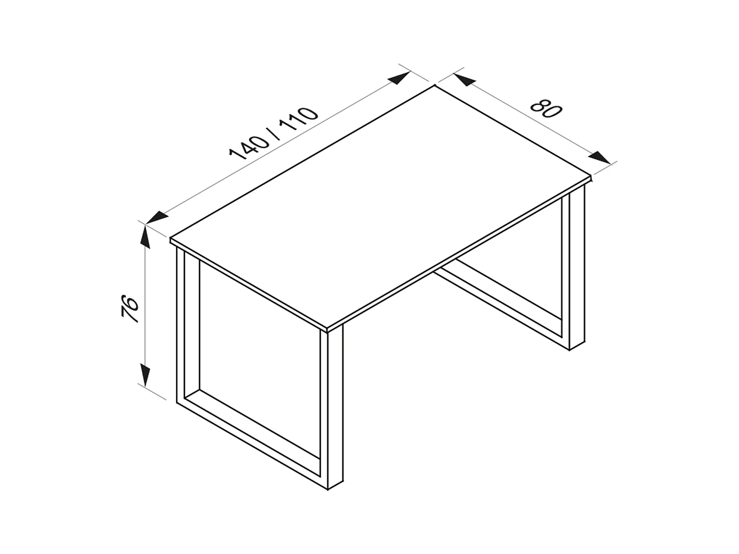 Desk Lona White / White H. 76 x W. 110 x D. 80 cm