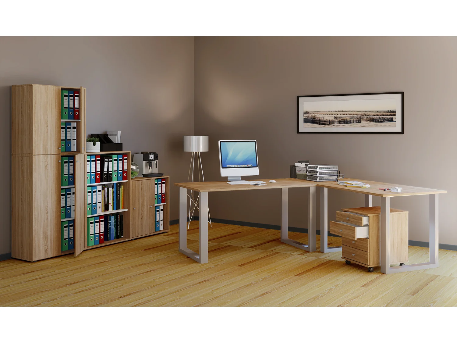 Scrivania in legno Lona 50 U argento