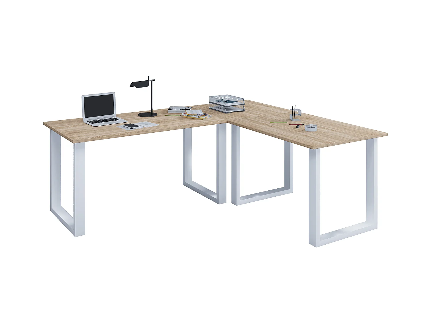 Desk Lona White / Sonoma oak H. 76 x W. 190 x D. 190 cm