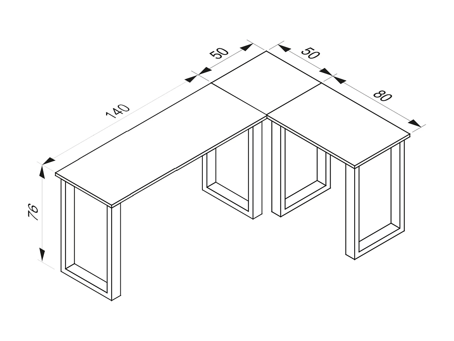 Desk Lona White / Beech H. 76 x W. 190 x D. 130 cm