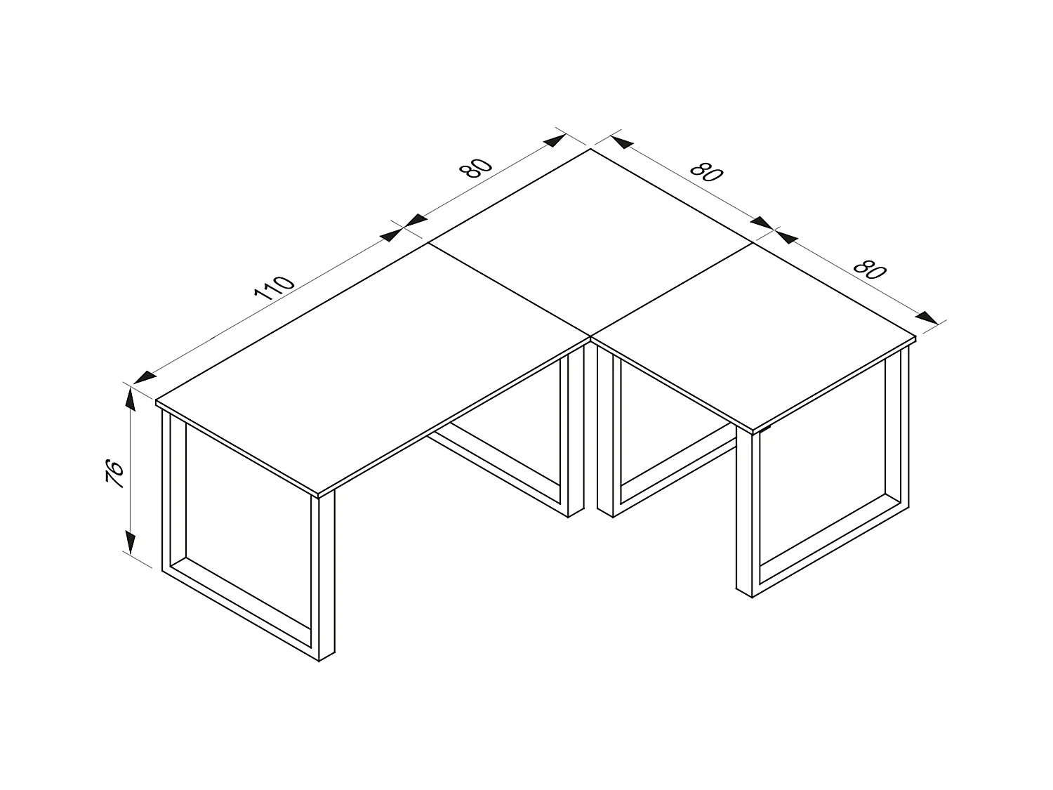 Desk Lona White / White H. 76 x W. 190 x D. 160 cm