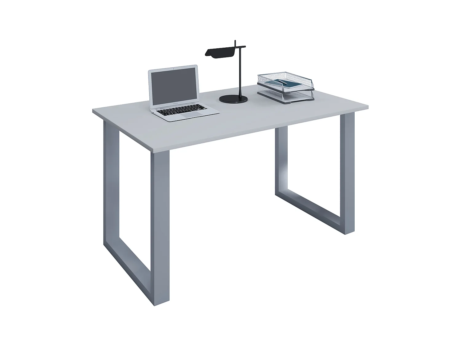 Bureau en bois VCM Table d'ordinateur Table de travail Meubles de bureau Lona U Alu Argent (Gris|80|50)