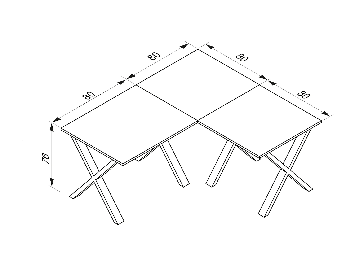 Desk Lona White / White H. 76 x W. 160 x D. 160 cm
