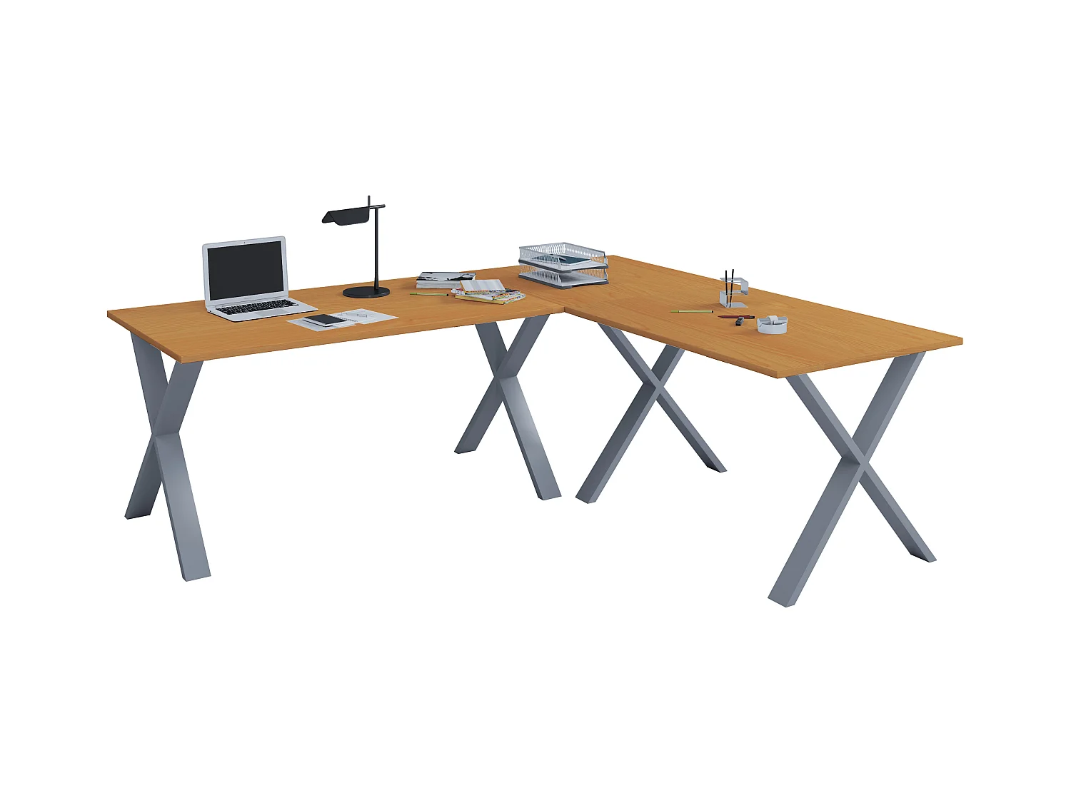 Desk Lona Silver / Beech H. 76 x W. 130 x D. 130 cm