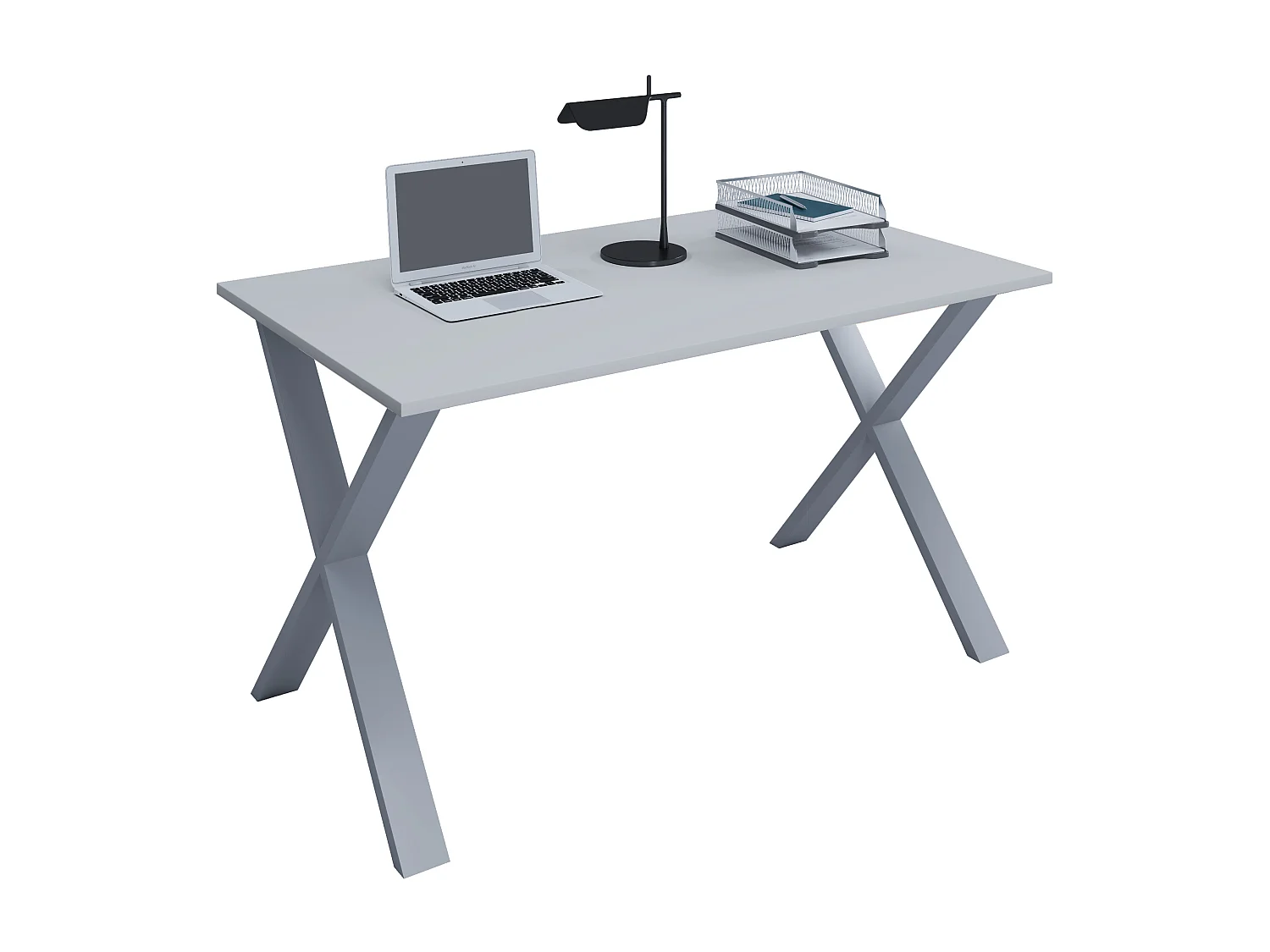 VCM Bureau en bois Table d'ordinateur Table de travail Meubles de bureau Lona X Argent (Gris|50|80)