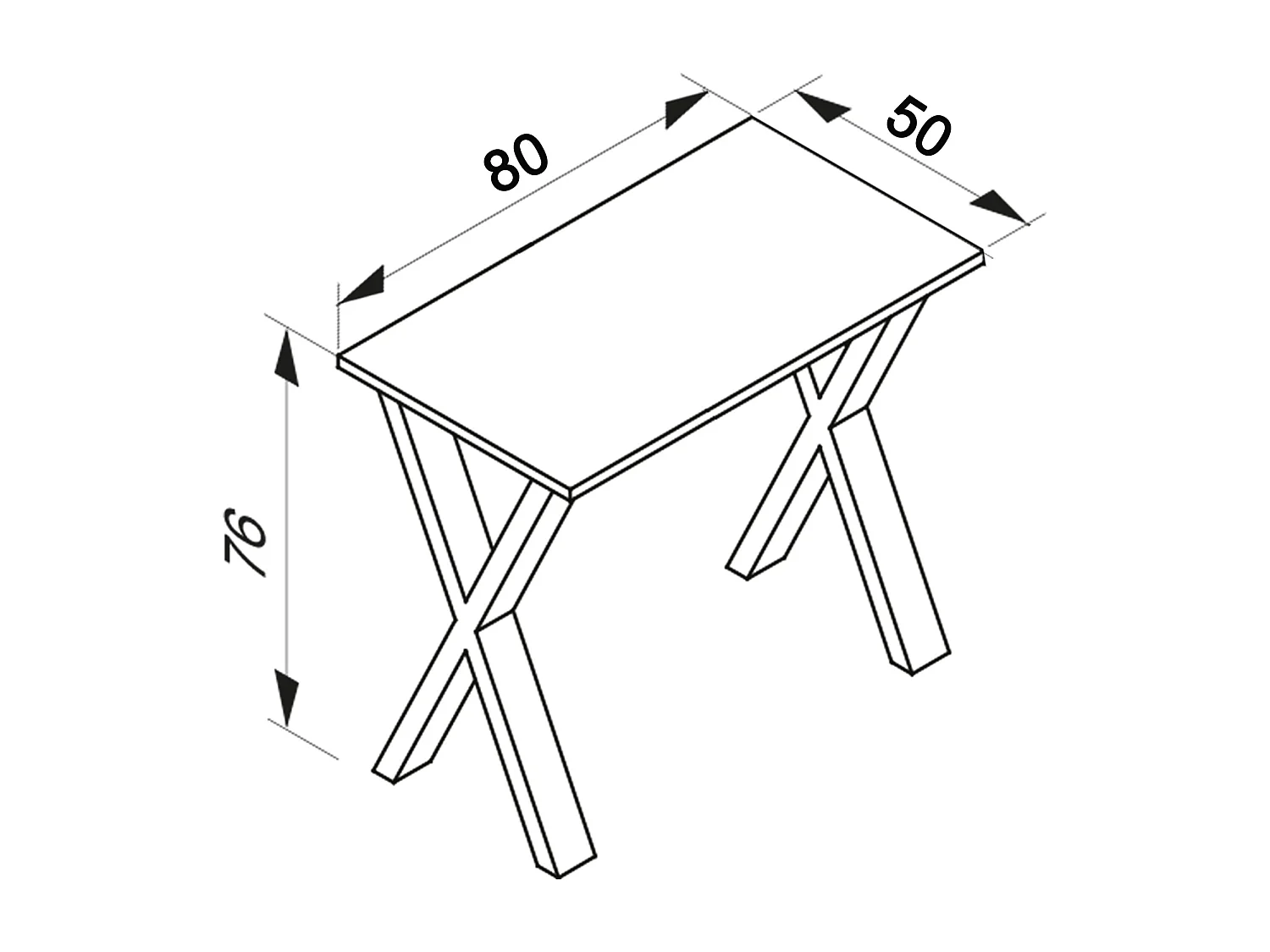 VCM Bureau en bois Table d'ordinateur Table de travail Meubles de bureau Lona X Argent (Gris|50|80)