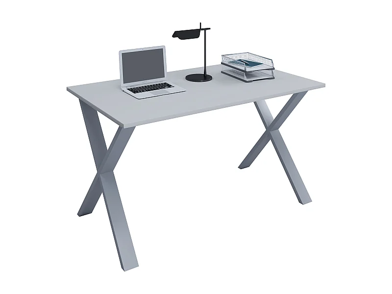 VCM Bureau en bois Table d'ordinateur Table de travail Meubles de bureau Lona X Argent (Gris|50|80)