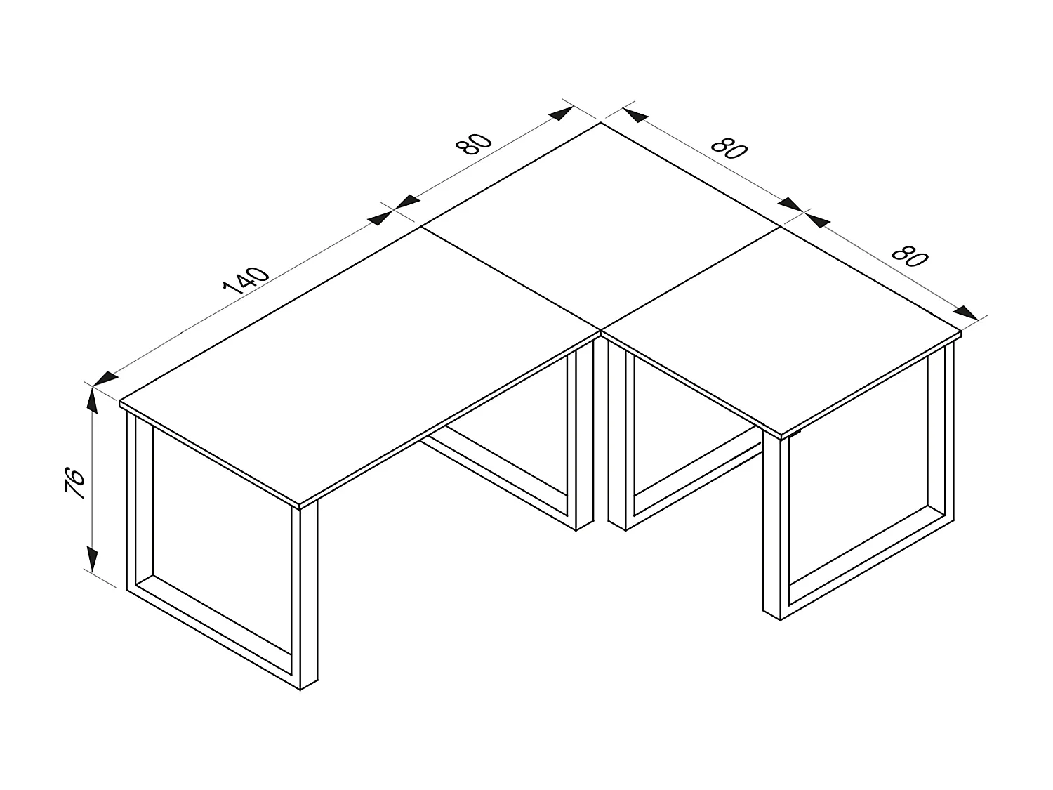 Desk Lona White / White H. 76 x W. 220 x D. 160 cm