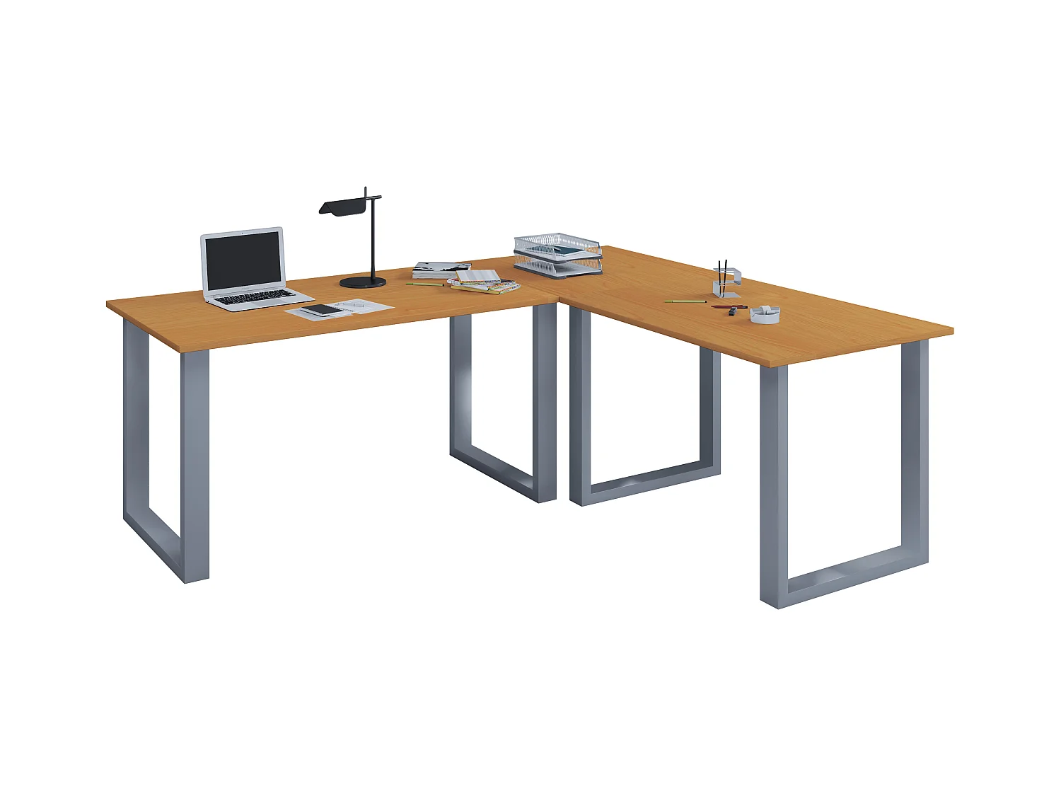 Desk Lona Silver / Beech H. 76 x W. 130 x D. 130 cm