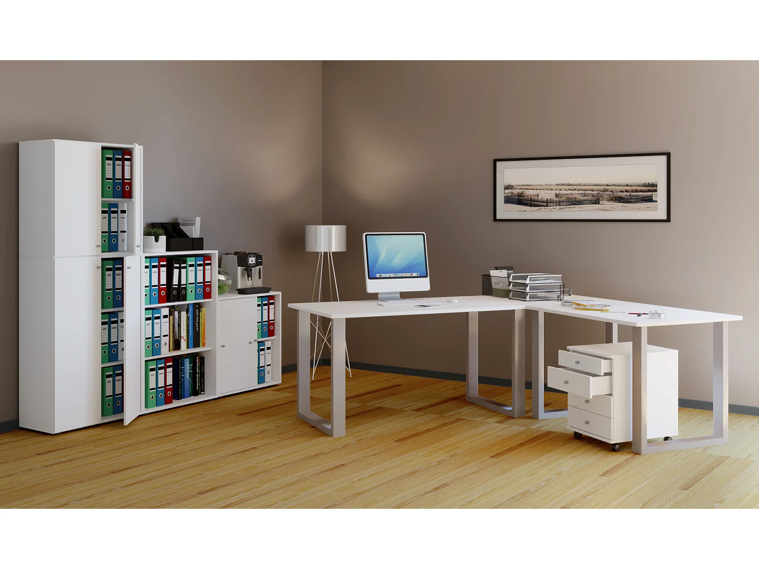 Scrivania in legno Lona 50 U argento