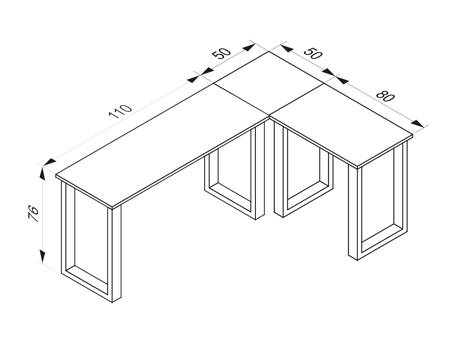 Desk Lona White / White H. 76 x W. 160 x D. 130 cm