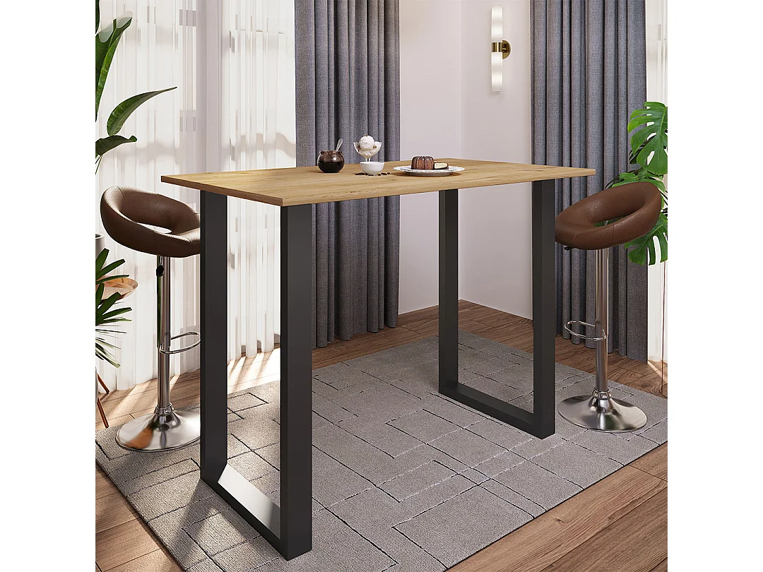 Mesa VCM Bar | Tresen | Mesa em pé | Mesa alta | Mesa Barba Bar - Xona 140x80 cm (Preto / Carvalho Mel)