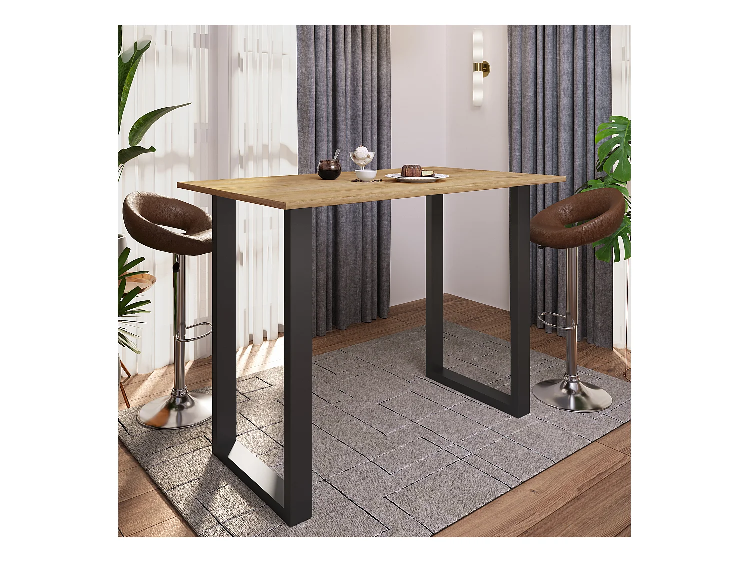 Barbecue Xona Black / Honey oak H. 102 x W. 140 x D. 80 cm