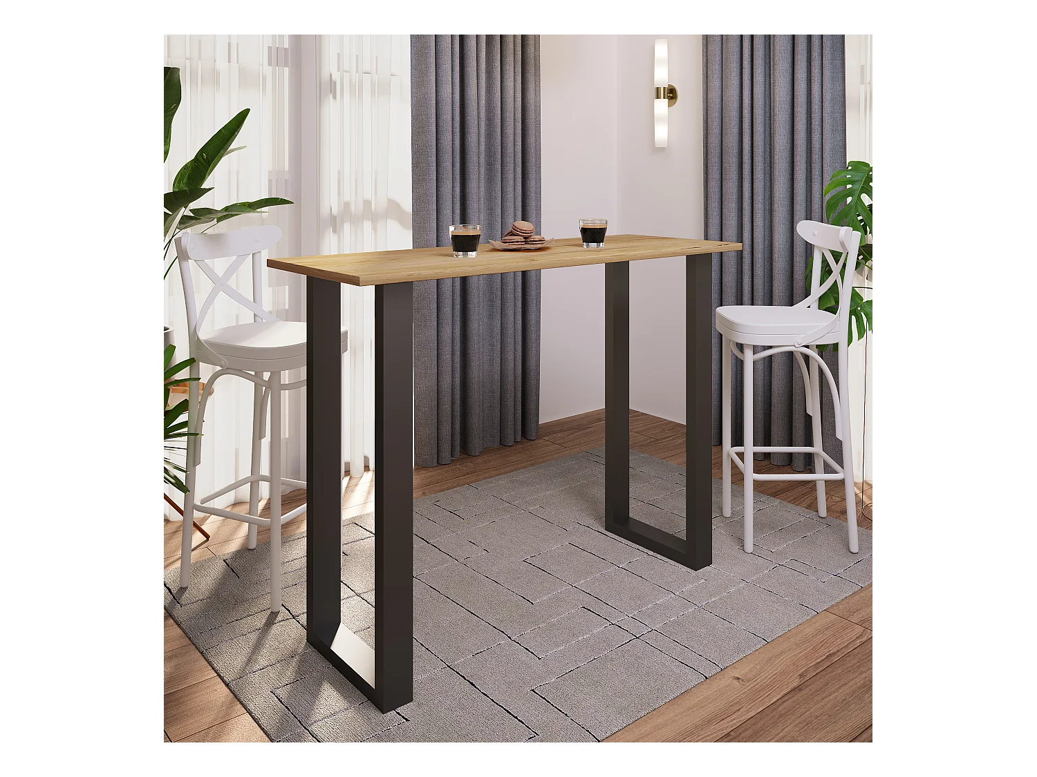 Barbecue Xona Black / Honey oak H. 102 x W. 140 x D. 50 cm