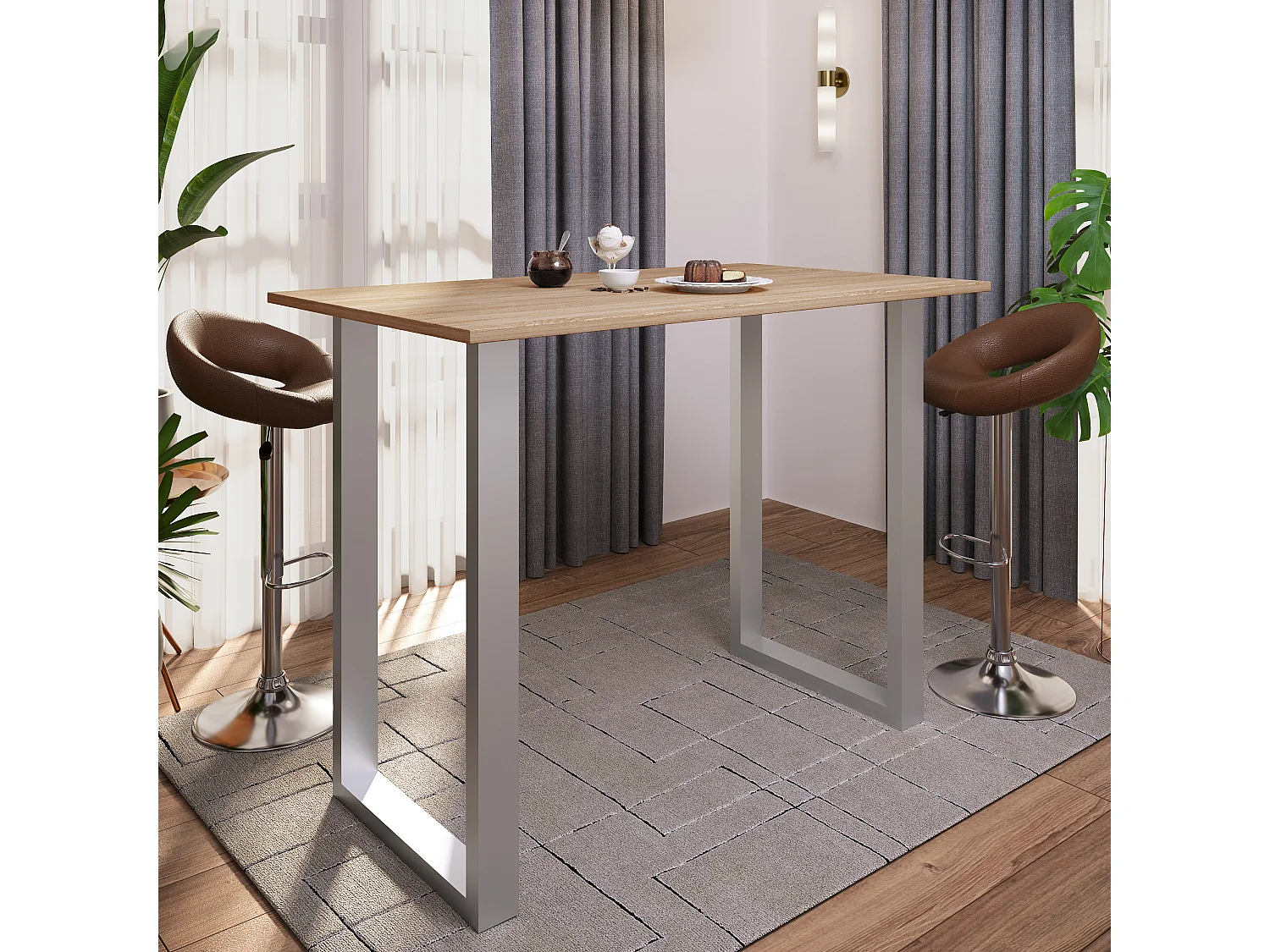 Barbecue Xona Silver / Sonoma oak H. 102 x W. 140 x D. 80 cm