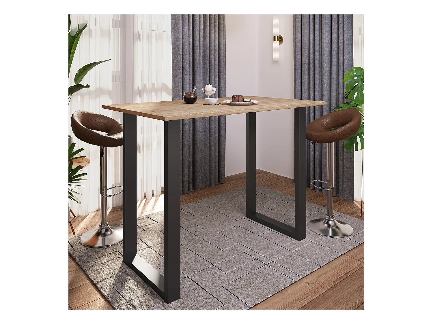 Barbecue Xona Black / Sonoma oak H. 102 x W. 140 x D. 80 cm