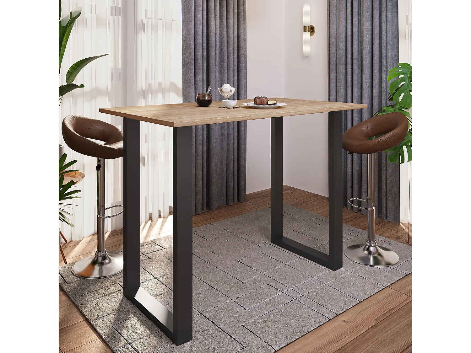 Barbecue Xona Black / Sonoma oak H. 102 x W. 140 x D. 80 cm