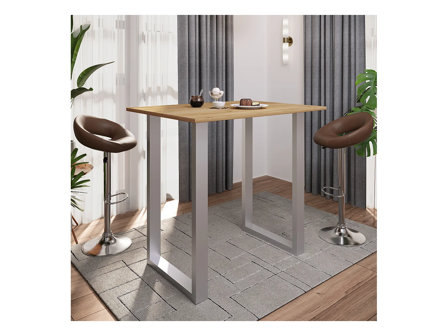 Barbecue Xona Silver / Honey oak H. 102 x W. 110 x D. 80 cm